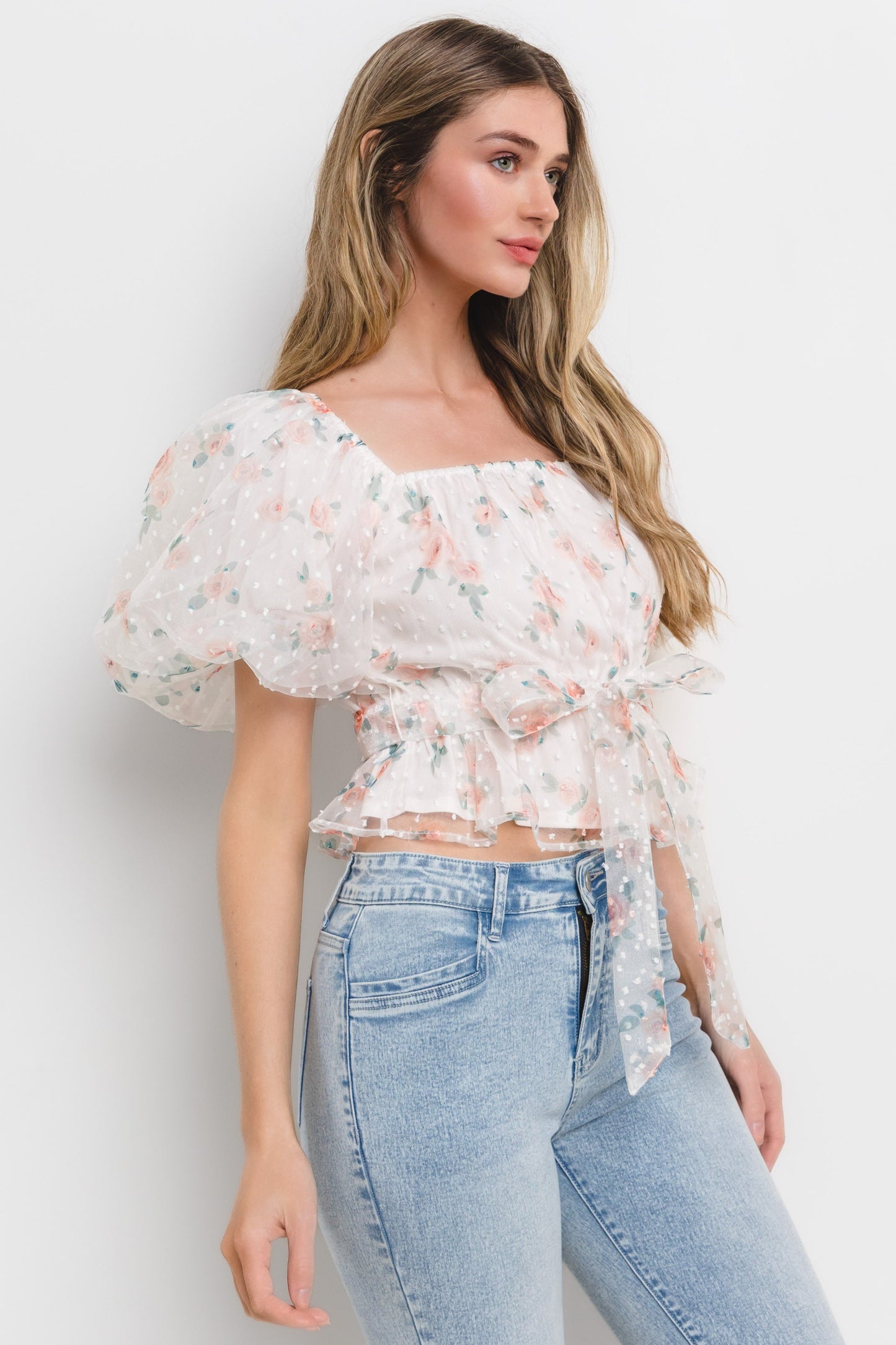 Just Peachy Floral Adjustable Crop Top