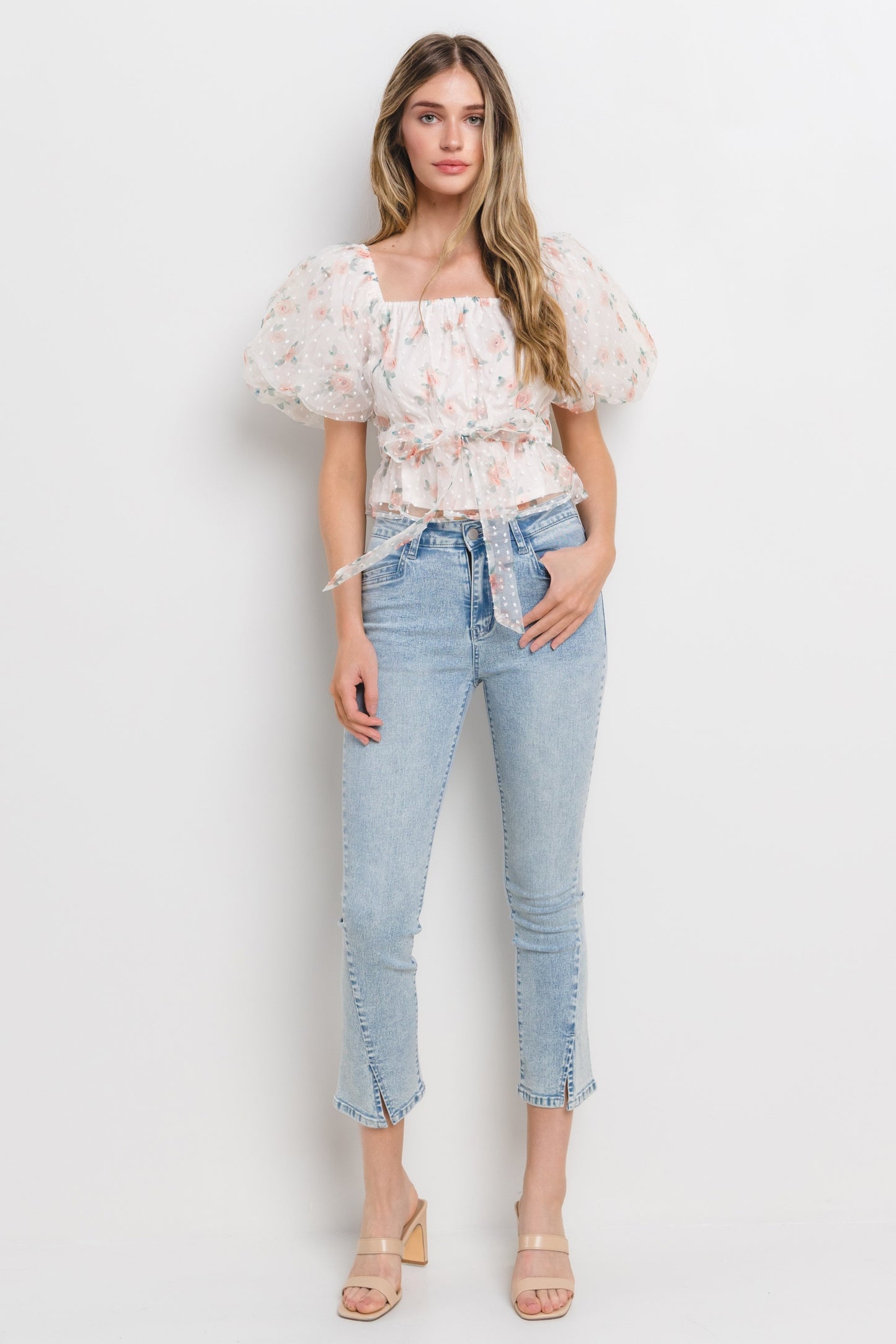 Just Peachy Floral Adjustable Crop Top