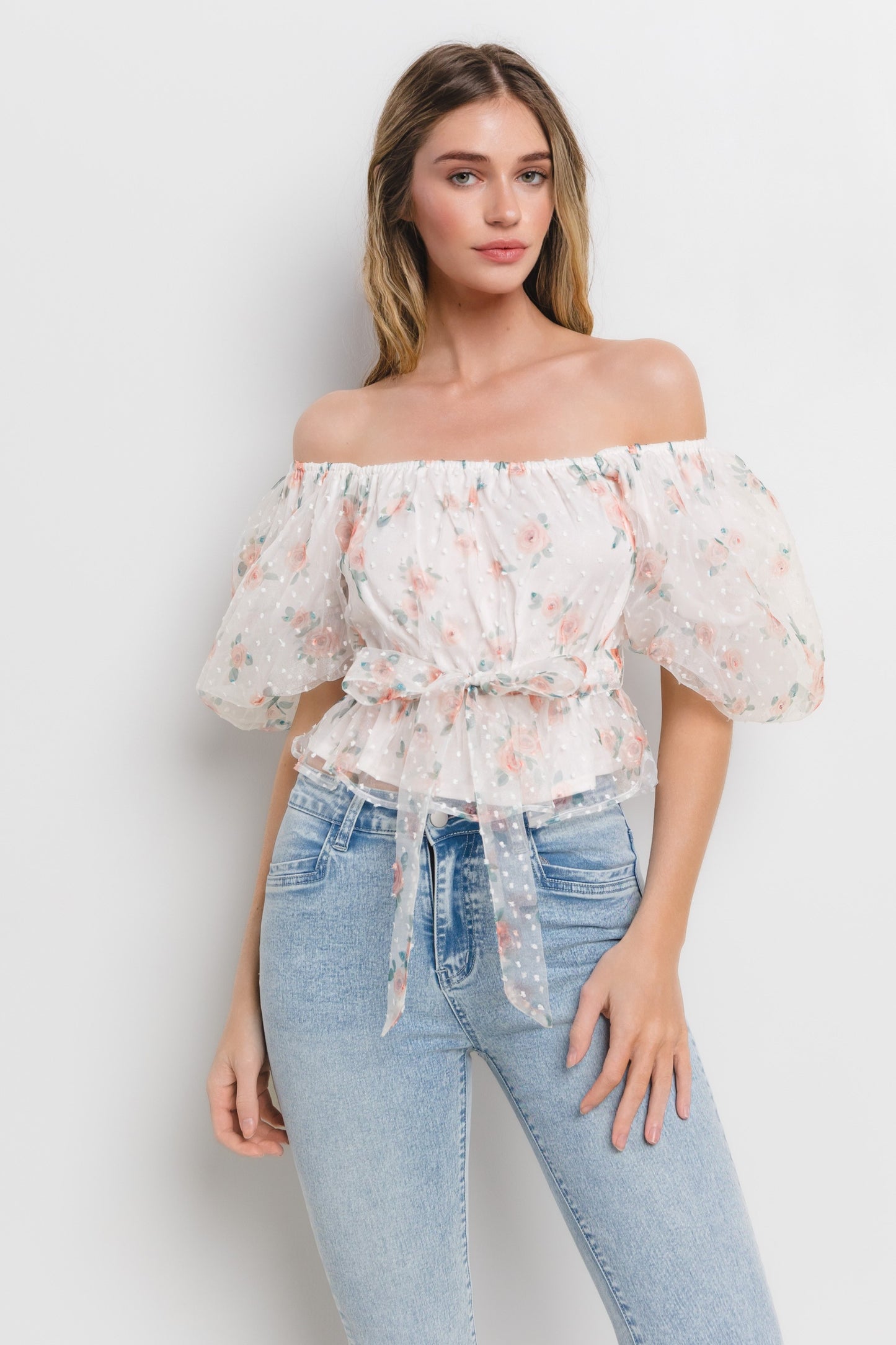 Just Peachy Floral Adjustable Crop Top