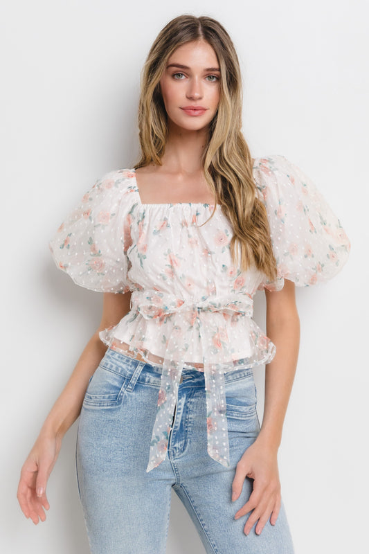 Just Peachy Floral Adjustable Crop Top