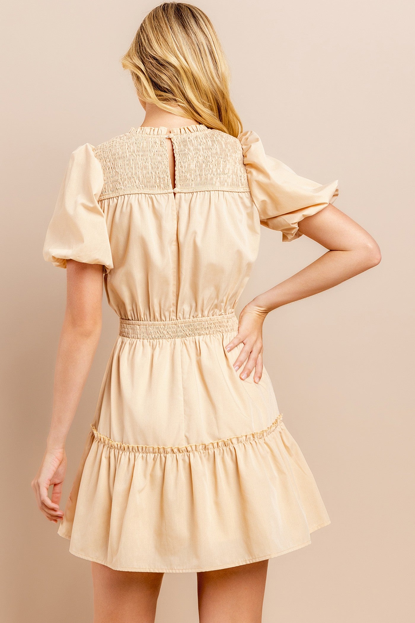 The Poppy Smock Mini Dress-Cream Float